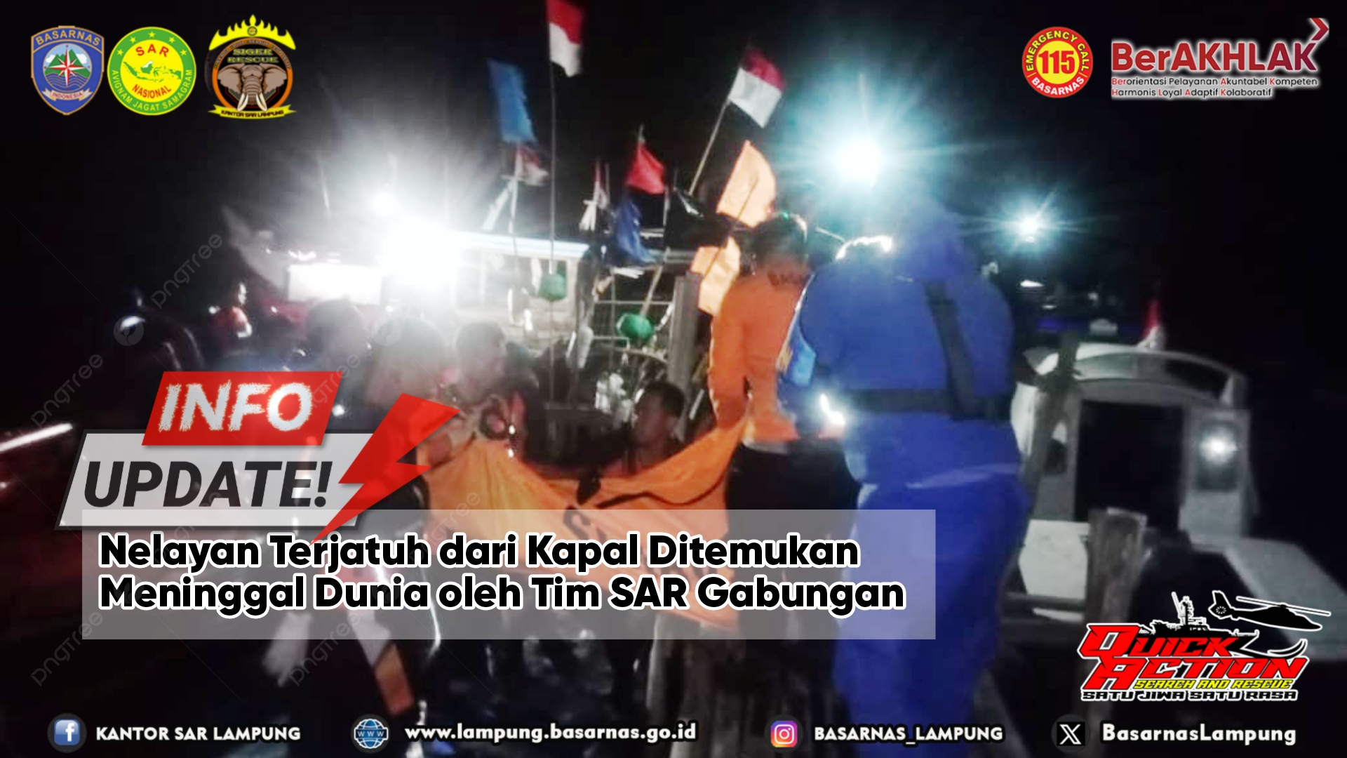 Nelayan Terjatuh dari Kapal Ditemukan Meninggal Dunia oleh Tim SAR Gabungan