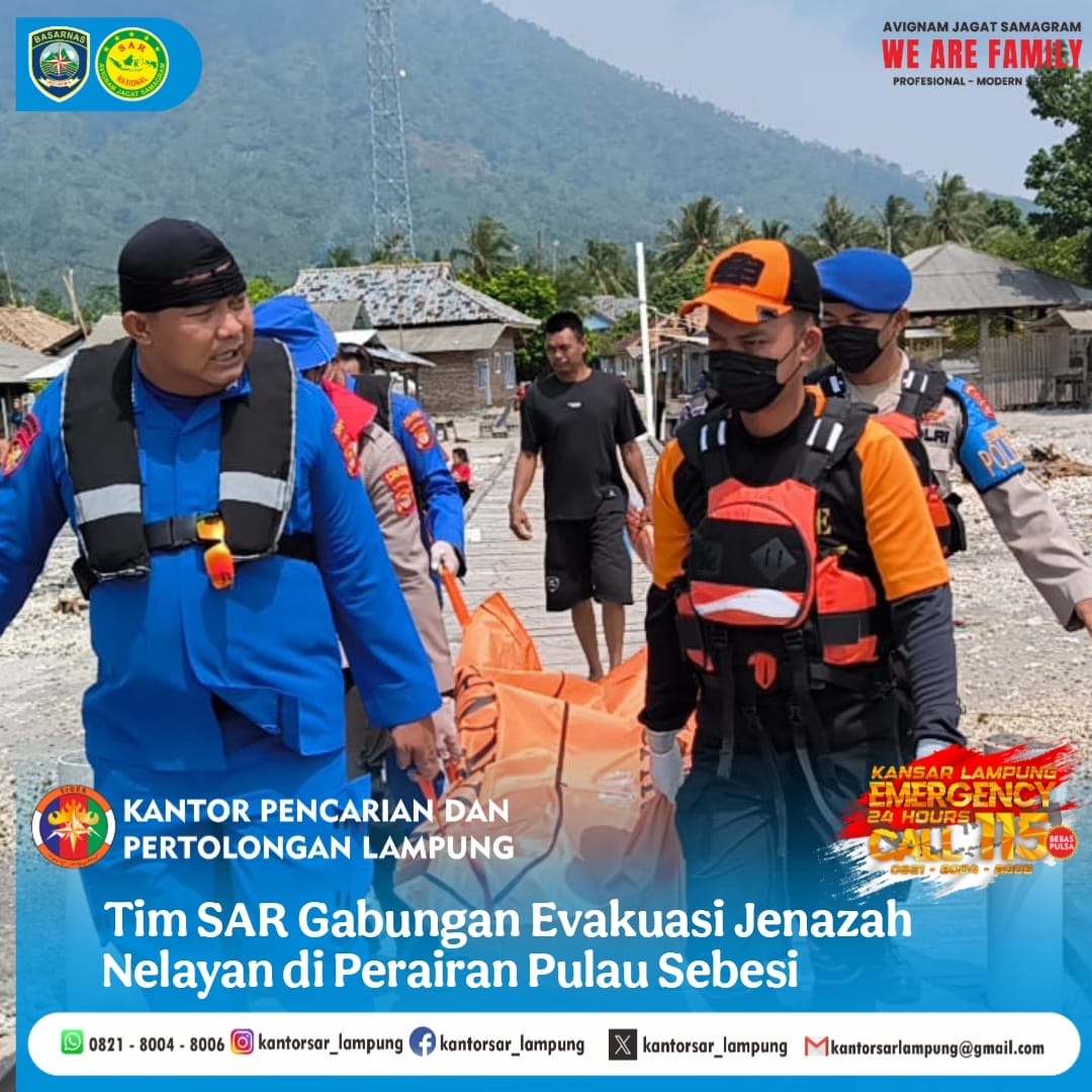 Tim SAR Gabungan Evakuasi Jenazah Nelayan di Perairan Pulau Sebesi